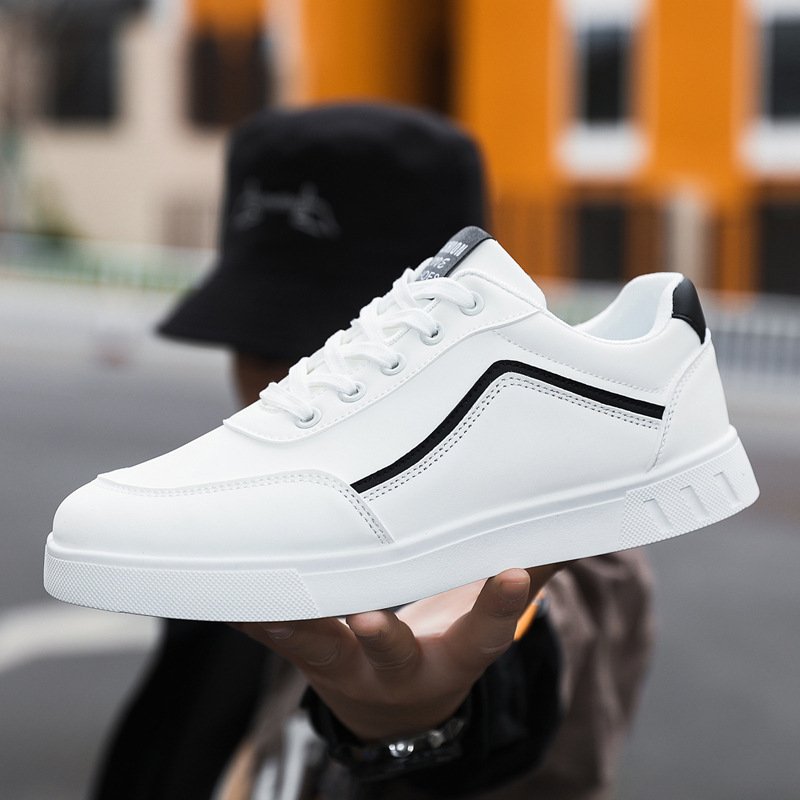 White Vulcanized Sneakers for Men, Flats, Comfortable Shoes, Lace Up, Fashion, Plus Size, 39-48, Autumn, Spring